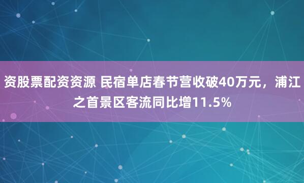 资股票配资资源 民宿单店春节营收破40万元，浦江之首景区客流同比增11.5%
