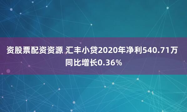 资股票配资资源 汇丰小贷2020年净利540.71万 同比增长0.36%